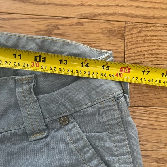 [W29]True Religion Gray/Blue Linen Cotton Sammy Shorts Wide Fold Hem - Picture 4 of 8